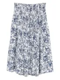 Maje fruit-print smocked midi skirt - White