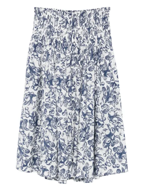 Maje fruit-print smocked midi skirt