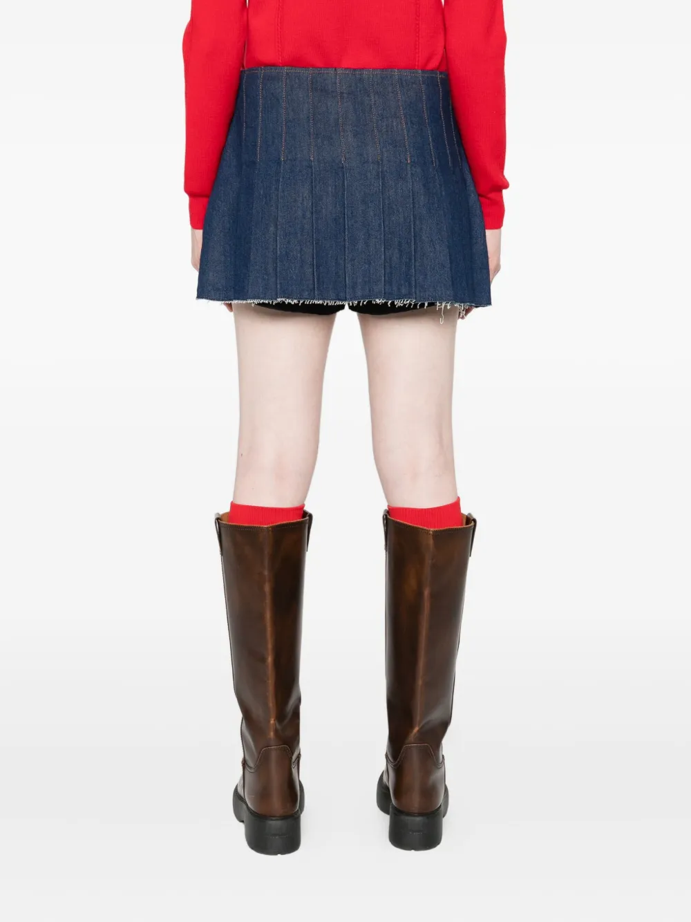 Maje Pleated Buckle-fastening Mini Skirt In Blue