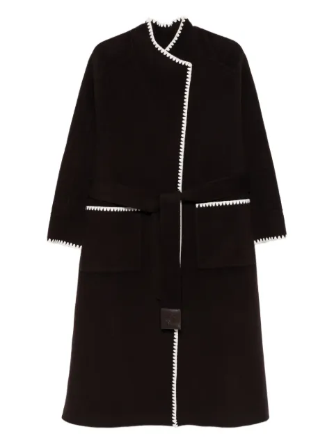 Maje scallop-trimmed belted coat