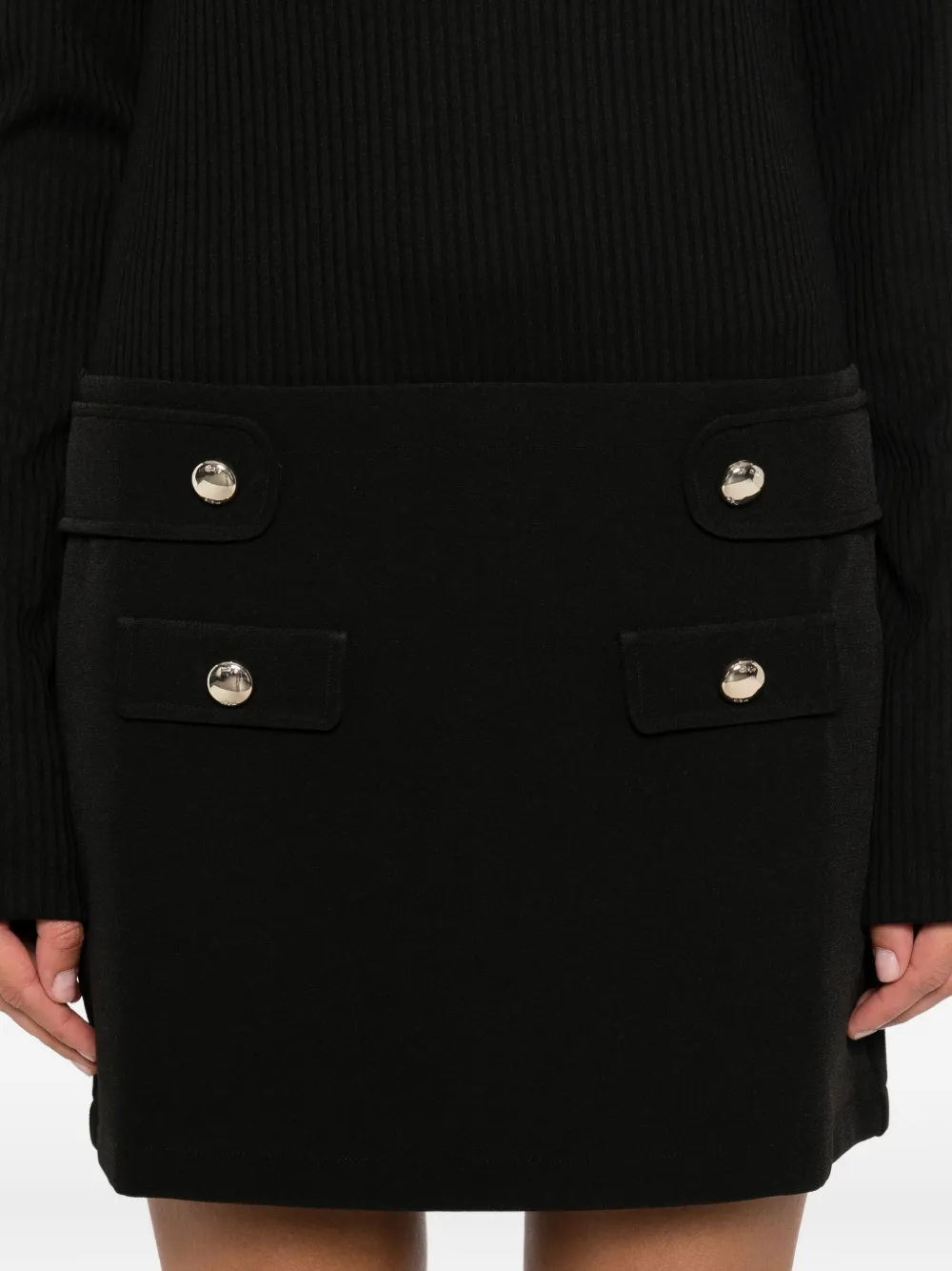 Maje Geribbelde jurk met hoge hals Zwart