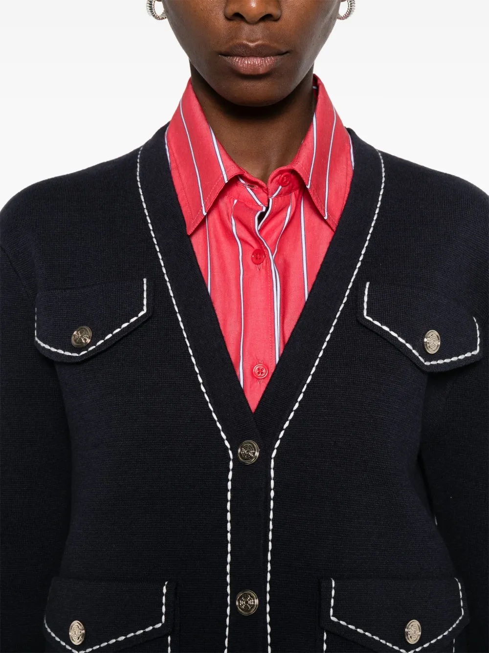 Maje Vest met contrast Blauw