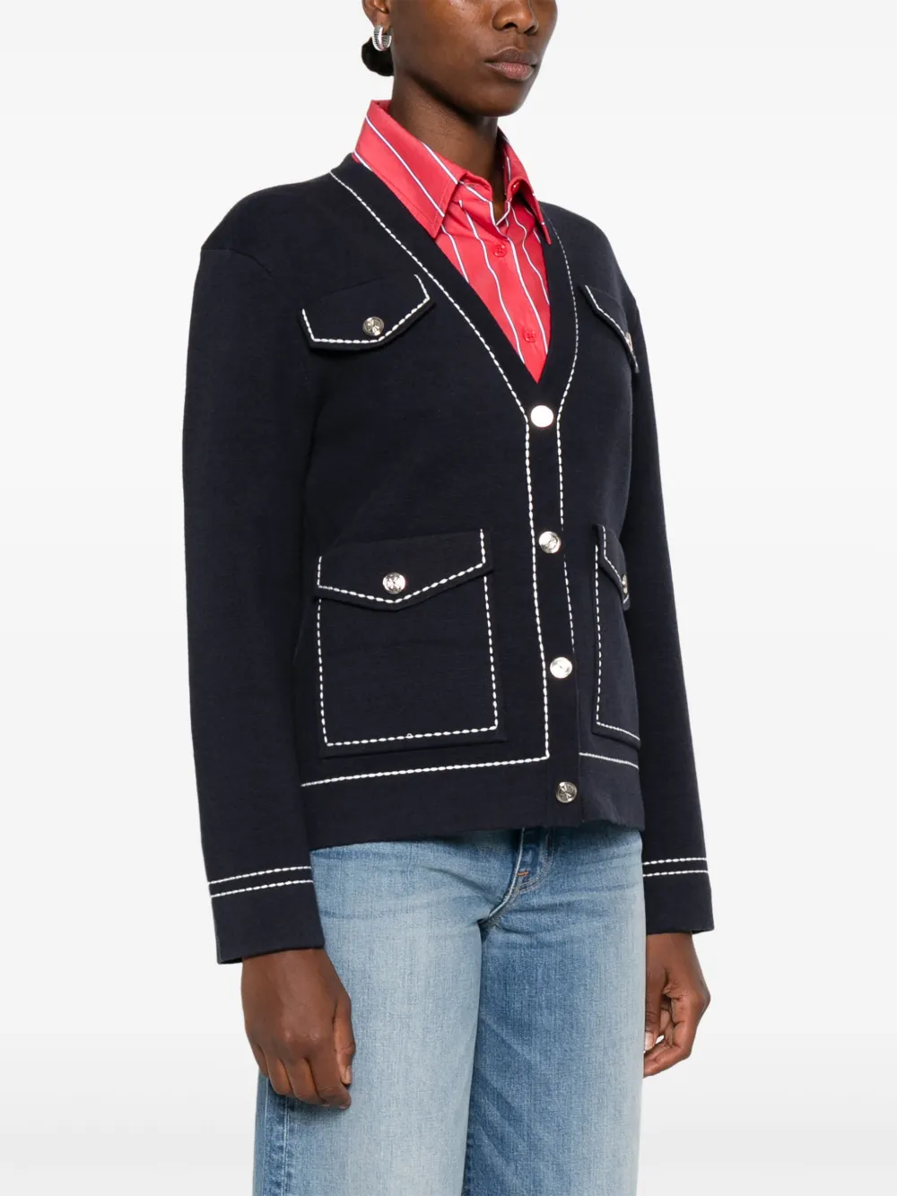 Maje Vest met contrast Blauw