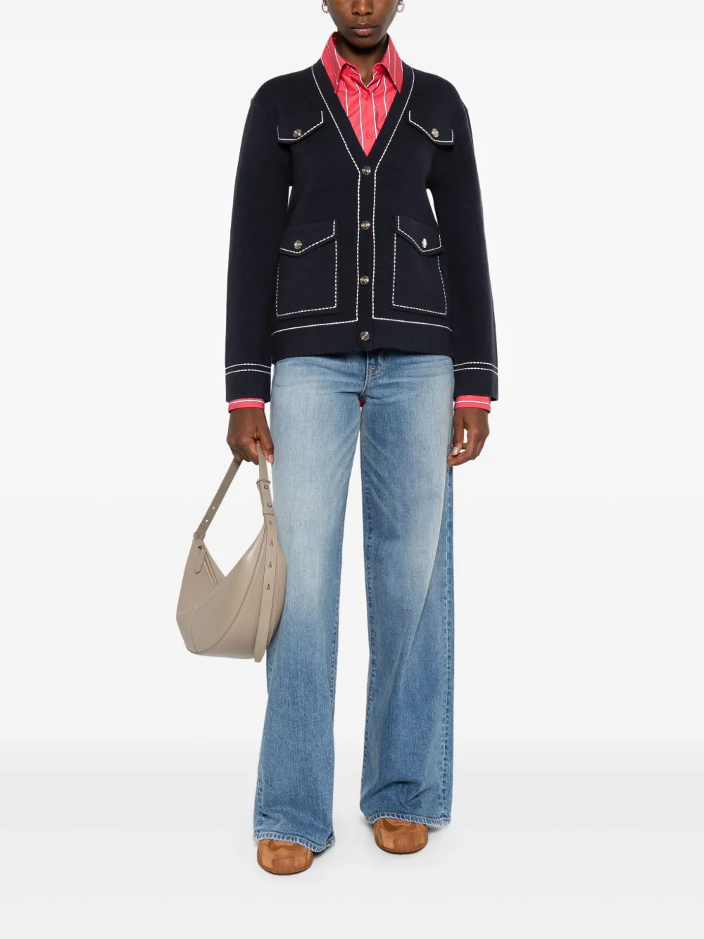 Maje Vest met contrast Blauw