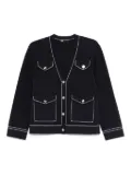Maje contrast-stitch cardigan - Blue