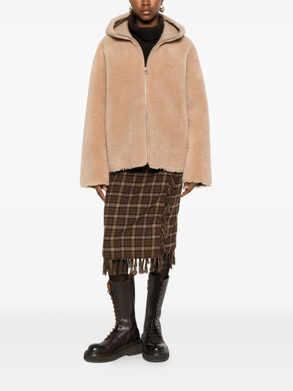 Maje hooded zip-up jacket | Faux Fur & Shearling Jackets | Image 2