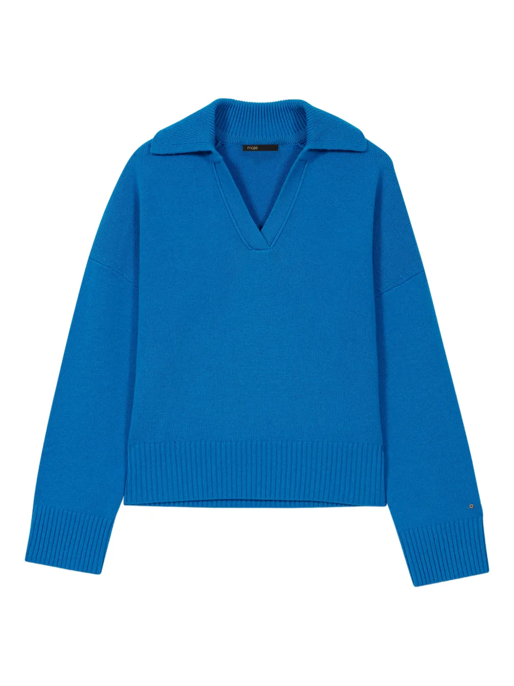 Maje V-neck Collared Sweater In Blue