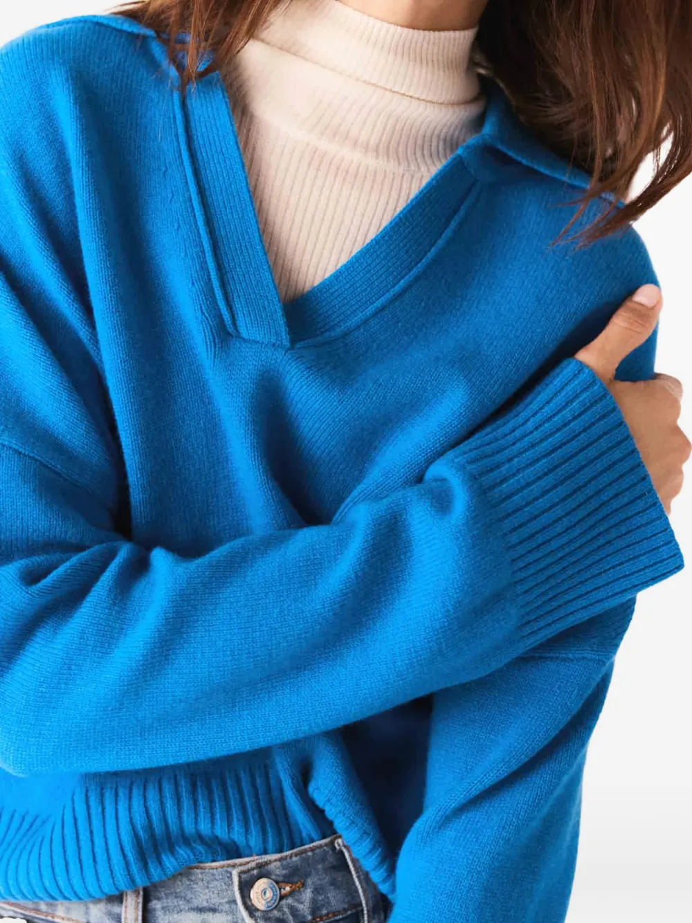 Maje V-neck Collared Sweater In Blue