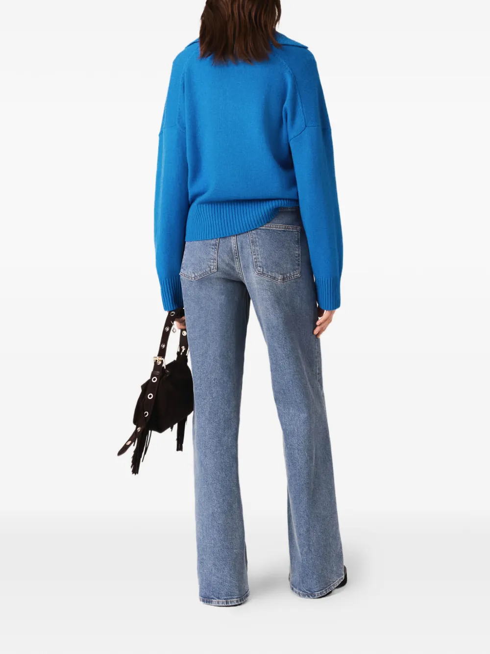 Maje V-neck Collared Sweater In Blue