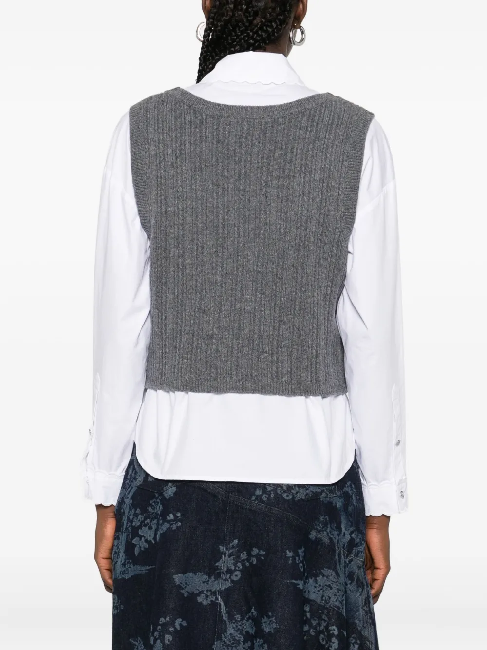 Maje Geribbelde gelaagde blouse Grijs