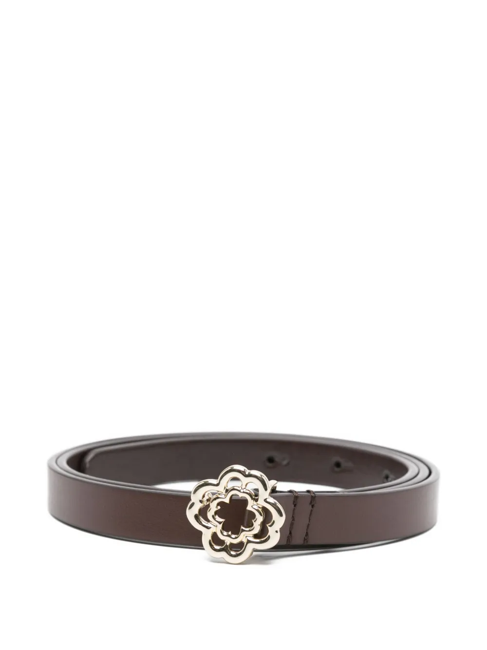Maje Clover-buckle Leather Belt In Brown