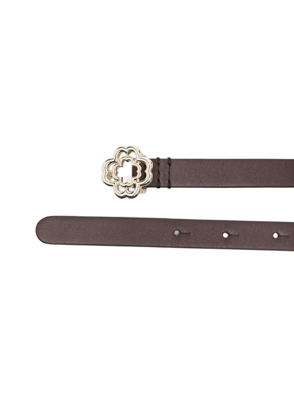 Maje Clover-buckle Leather Belt In Brown