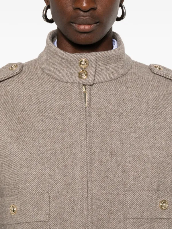 Maje button-detailed Bomber Jacket | Neutrals | FARFETCH JO