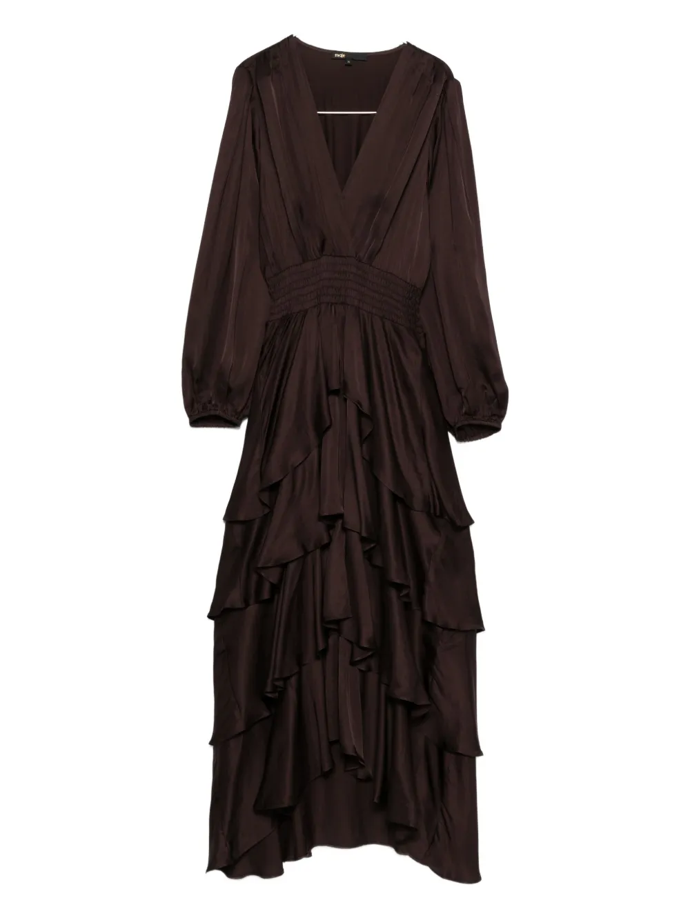 Maje V-neck ruffled dress - Marrone