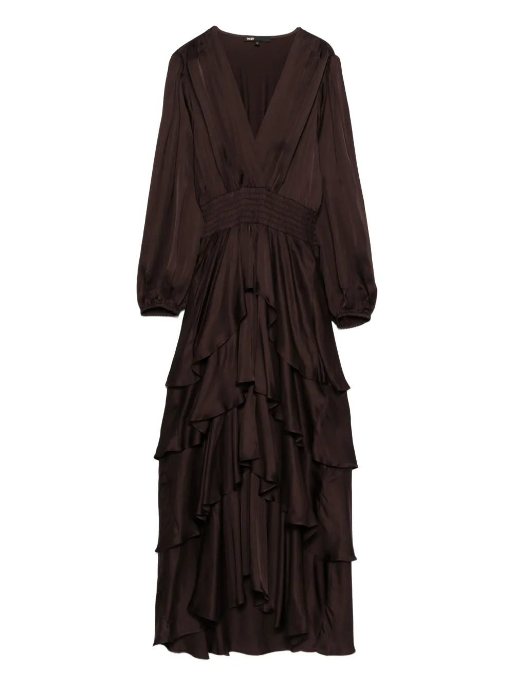 Maje robe volantée à col v | marron | Image 1
