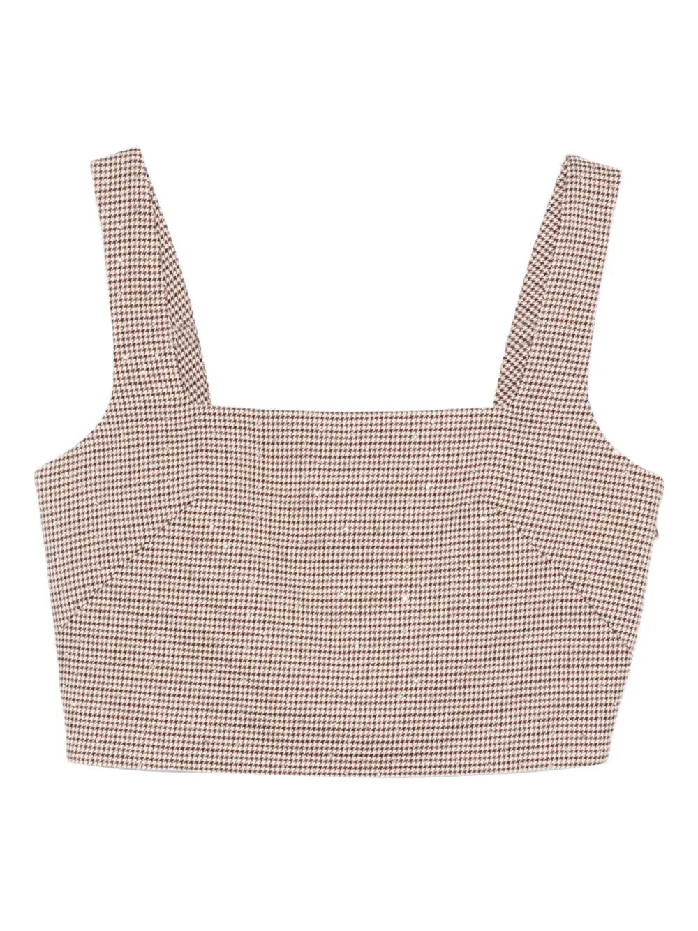 Maje check square-neck top | Brown | Image 1