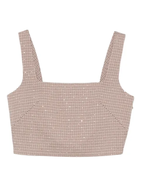 Maje top con cuello cuadrado y motivo de cuadros