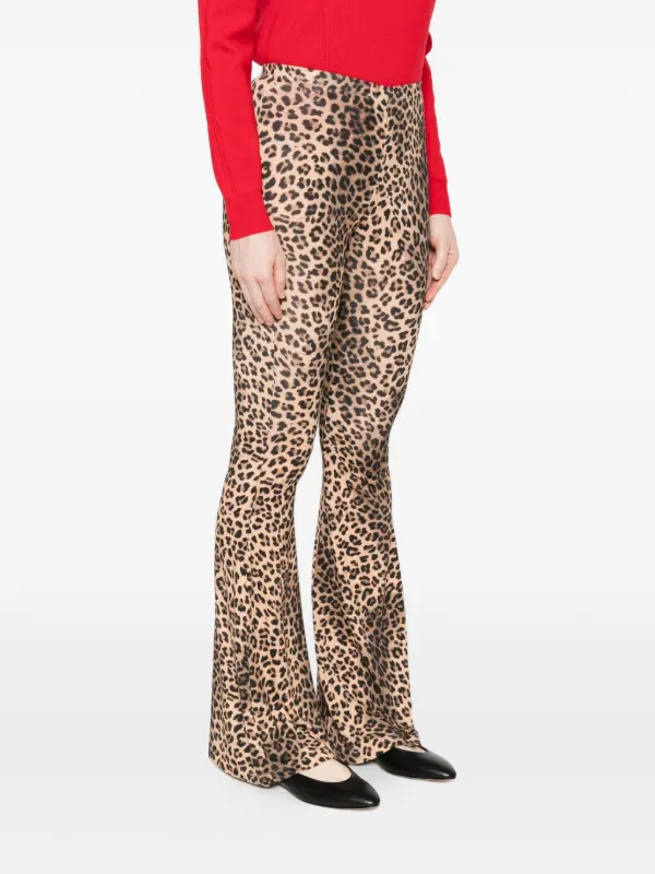 Maje Leopard Print Flared Trousers Brown FARFETCH PH