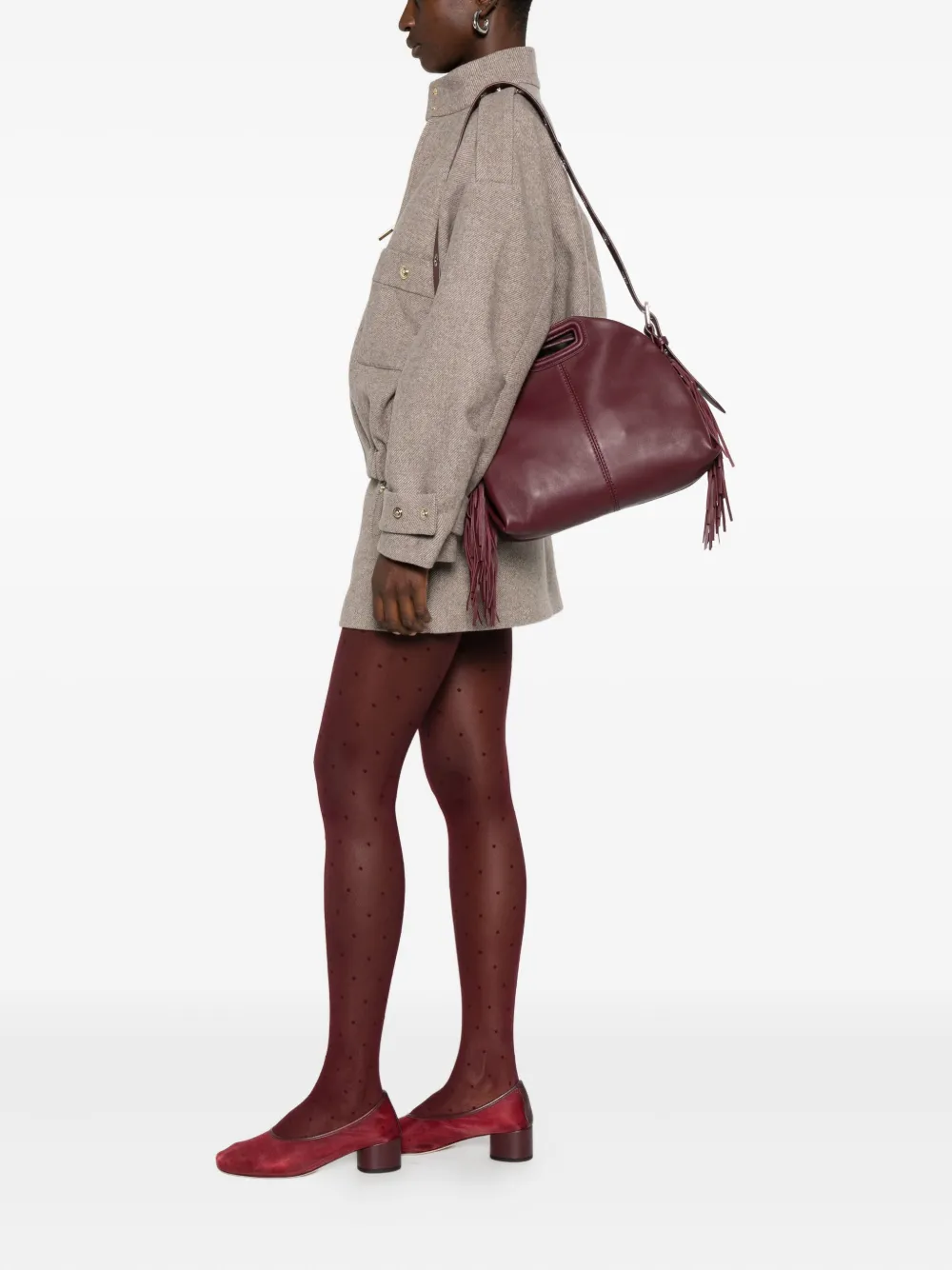 Maje Leren shopper - Rood