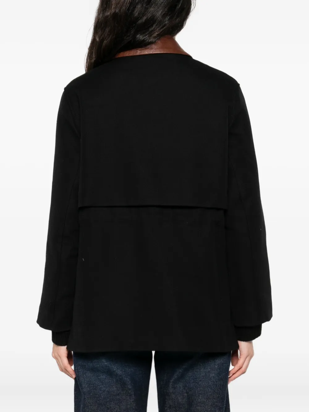 Maje Jack met leren kraag en knopen Zwart