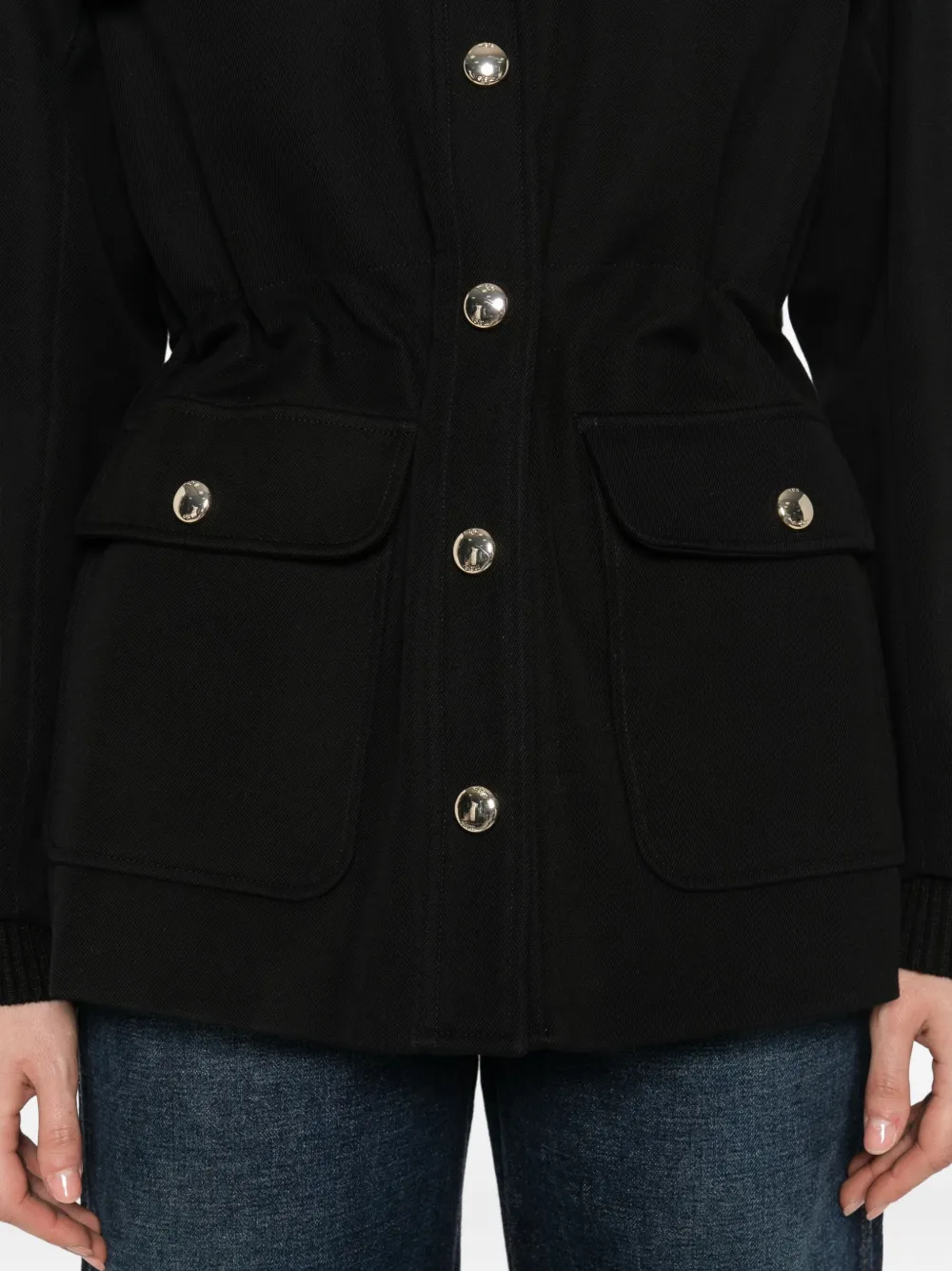 Maje Jack met leren kraag en knopen Zwart