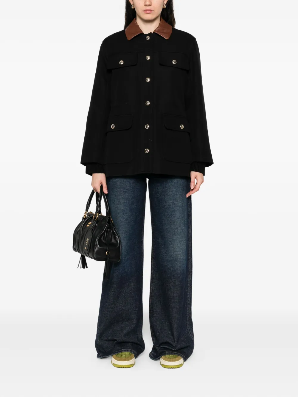 Maje leather-collar button-front jacket | Varsity Jackets | Image 2