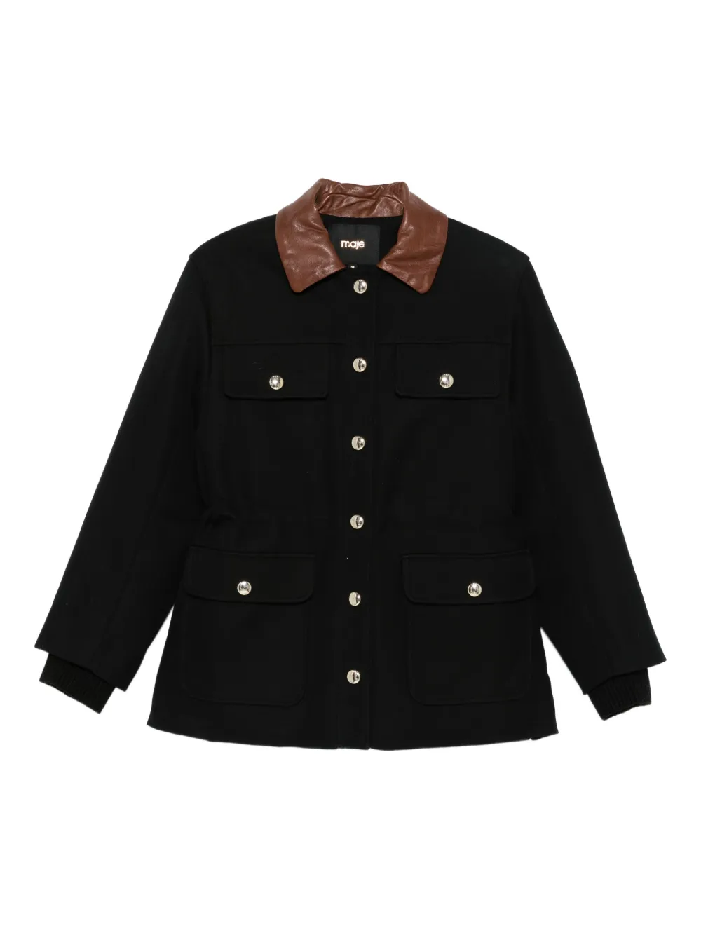 Maje leather-collar button-front jacket | Black | Image 1
