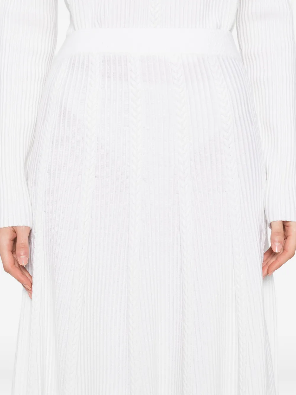 Maje Ribbed A-line Skirt In Neutral