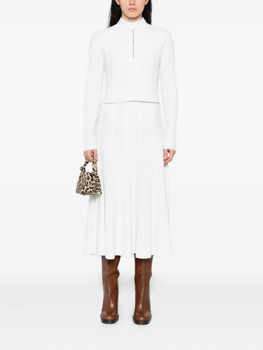 Maje Geribbelde rok - Beige