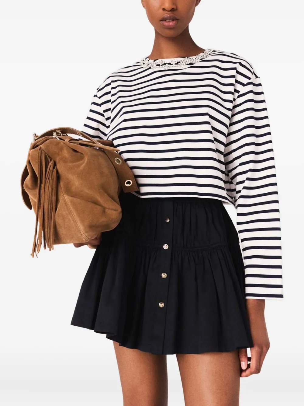 Maje Gestreept T-shirt Wit