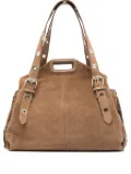 Maje Miss M suede fringe shoulder bag - Neutrals