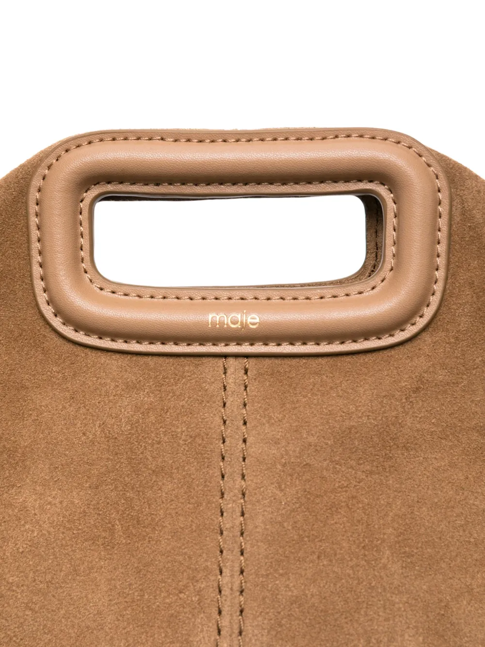 Maje Miss M suède schoudertas met franje Beige
