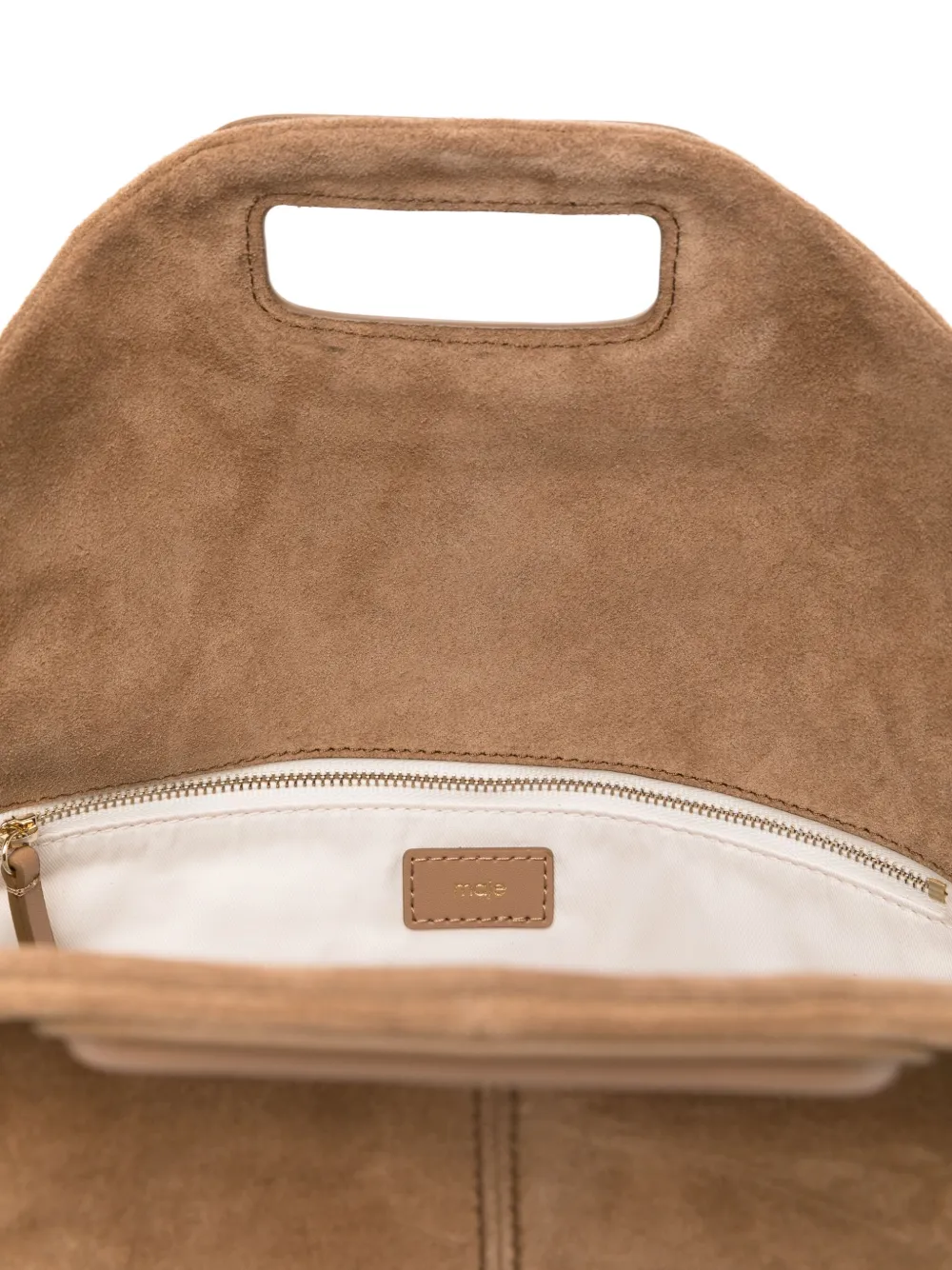 Maje Miss M suède schoudertas met franje Beige