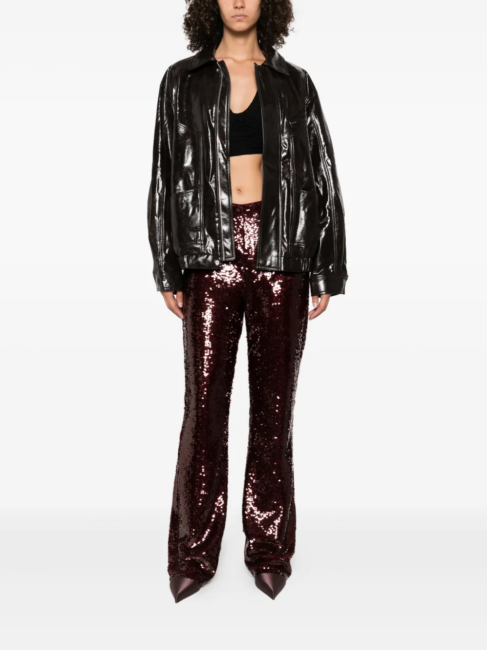 Maje Broek verfraaid met pailletten - Rood