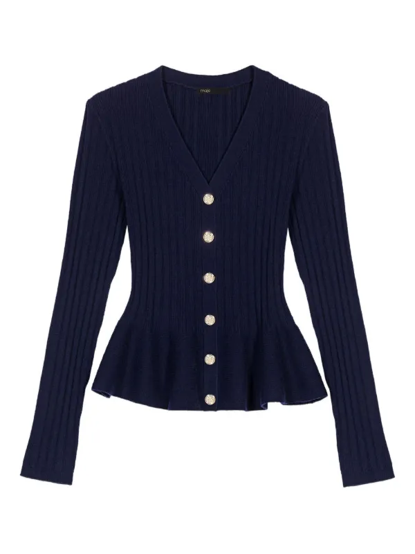 Maje button-down Peplum Cardigan Blue FARFETCH SK