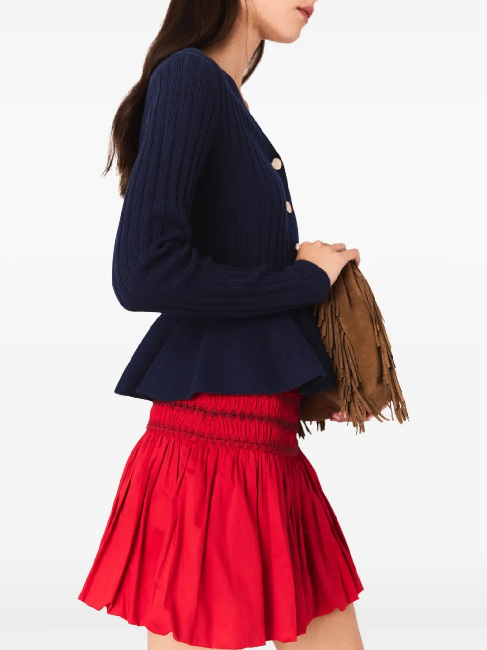 Maje Button-down peplum vest Blauw