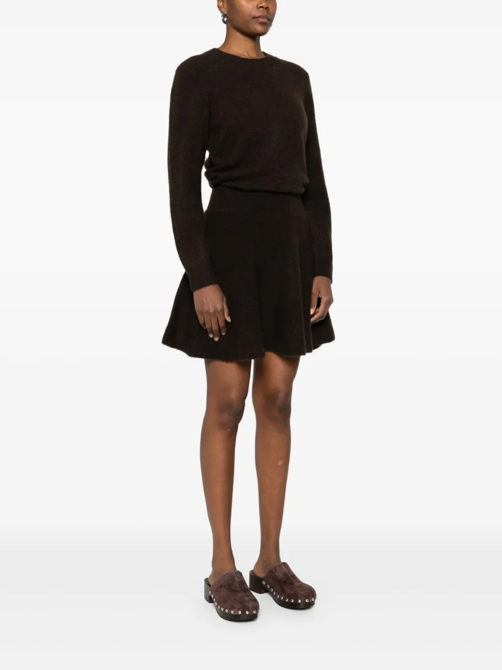 Maje Gebreide midi-jurk Bruin