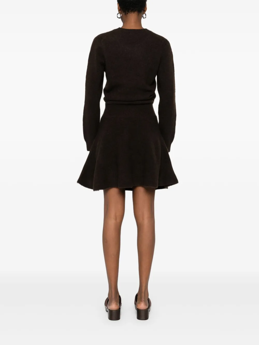 Maje Gebreide midi-jurk Bruin