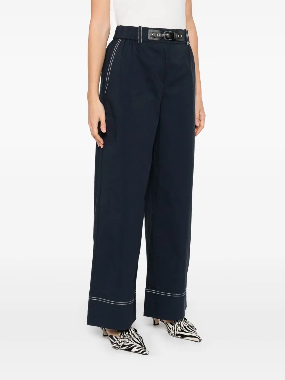 Maje Broek met wijde pijpen Blauw
