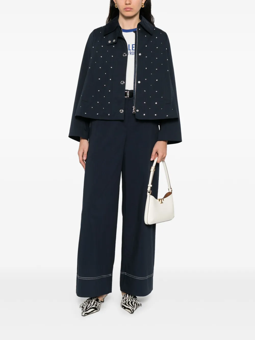 Maje Broek met wijde pijpen Blauw