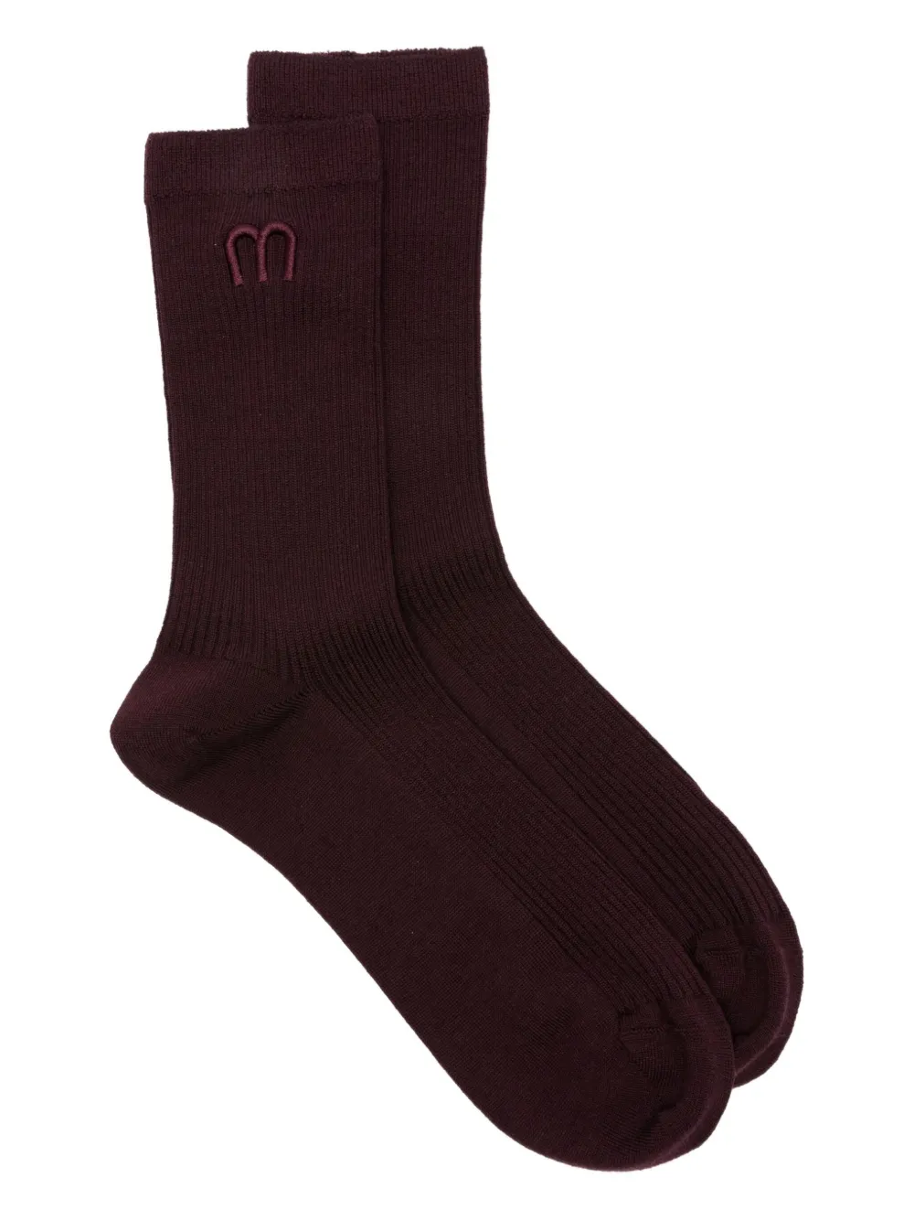 Maje Embroidered Logo Socks In Red