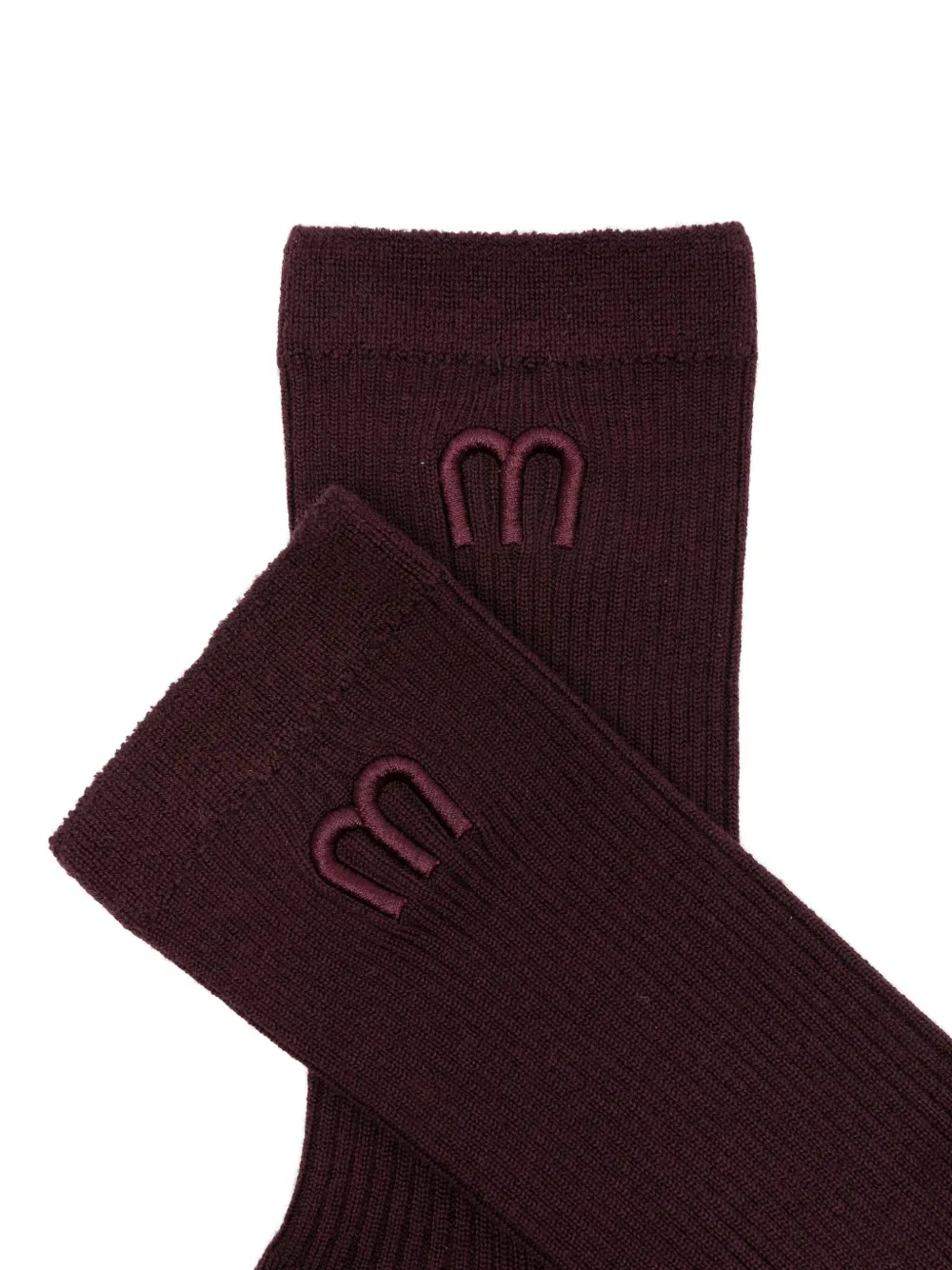 Maje Embroidered Logo Socks In Red