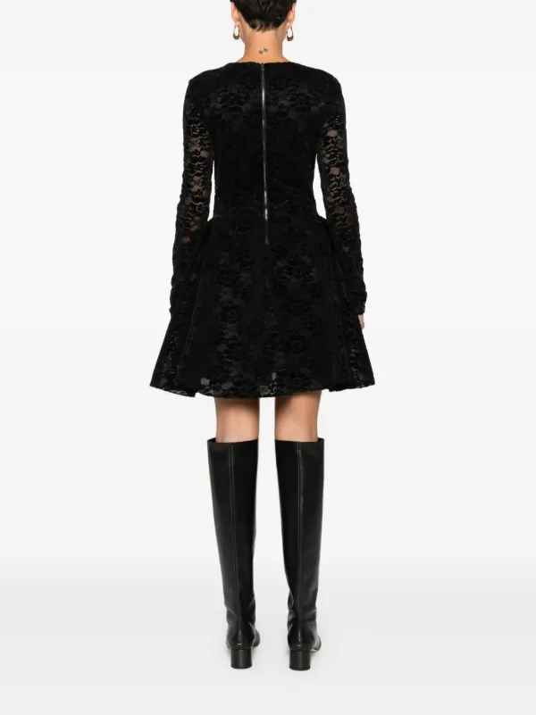 Maje lace-panel Flared Dress | Black | FARFETCH MY