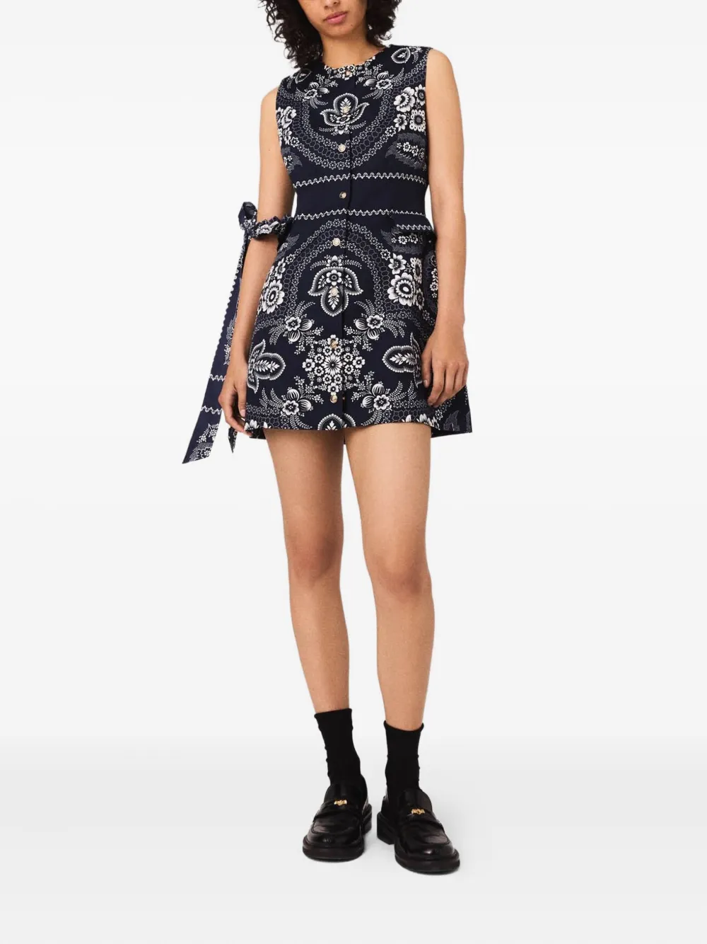 Maje Button-up jurk met print - Blauw