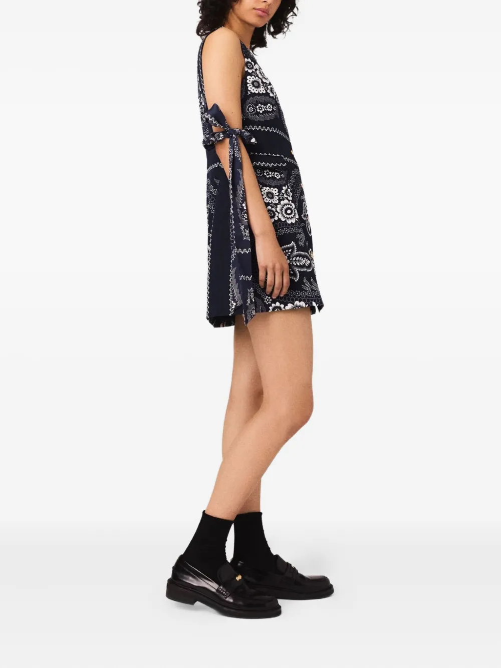 Maje Button-up jurk met print Blauw