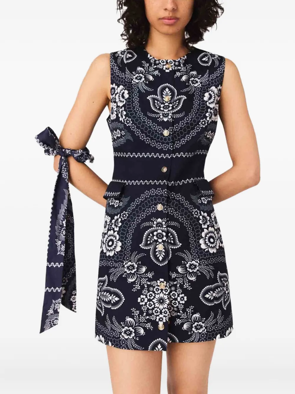 Maje Button-up jurk met print Blauw