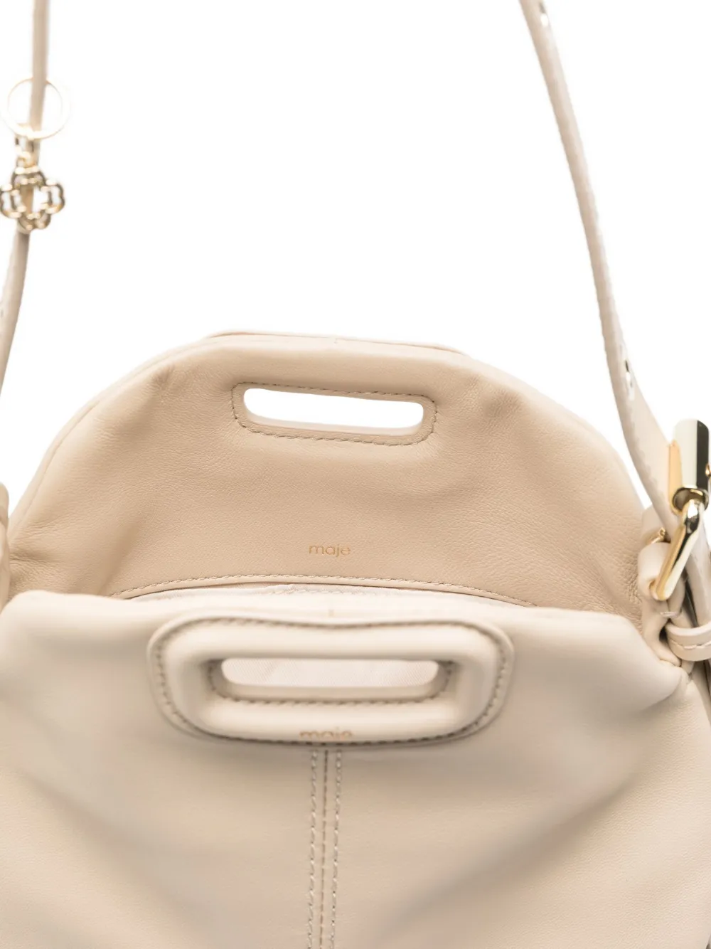 Maje Miss M kleine schoudertas met franje Beige