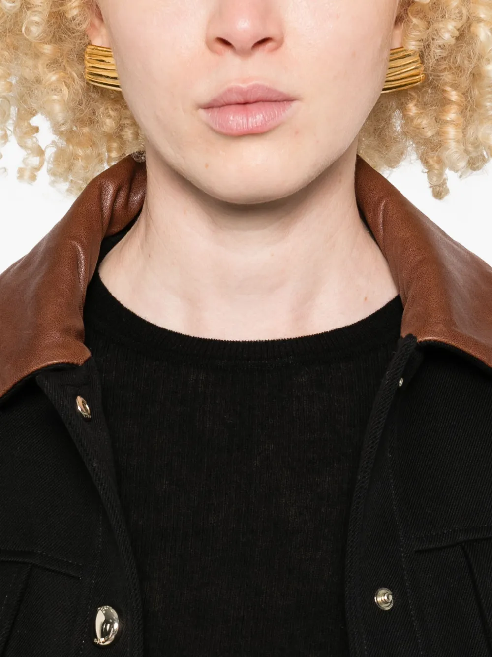 Maje Geribbeld T-shirt met lange mouwen Zwart