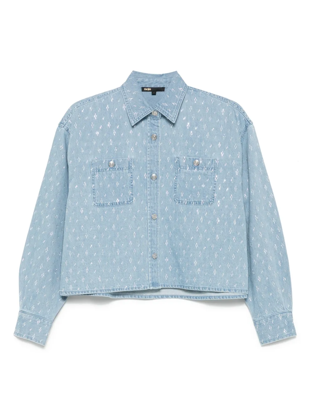 rhinestone-embellished denim shirt