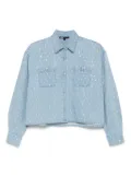 Maje rhinestone-embellished denim shirt - Blue